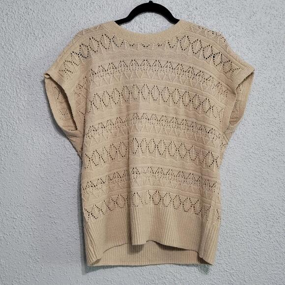 Maurices Womens Open Crochet Knit Low Back Fisherman Top Size L Neutral Beachy - Picture 1 of 6